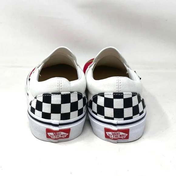VANS Slip On Sneakers White Red Canvas Shoes Men Skate Low Top Custom Alsu01245 - Picture 7 of 11